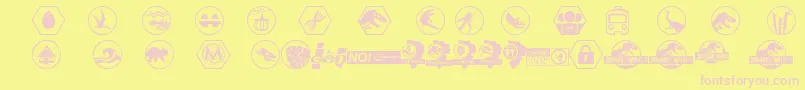 fuente JurassicWorld – Fuentes Rosadas Sobre Fondo Amarillo