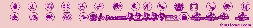 JurassicWorld-Schriftart – Violette Schriften auf rosa Hintergrund