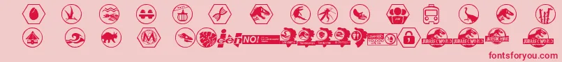 JurassicWorld-fontti – punaiset fontit vaaleanpunaisella taustalla