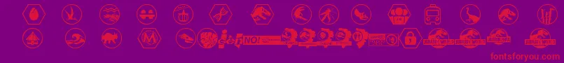 Czcionka JurassicWorld – czerwone czcionki na fioletowym tle