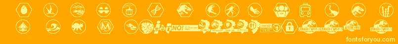 フォントJurassicWorld – オレンジの背景に黄色の文字