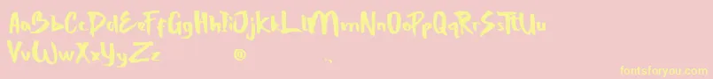 StrongBoldOne-Schriftart – Gelbe Schriften auf rosa Hintergrund