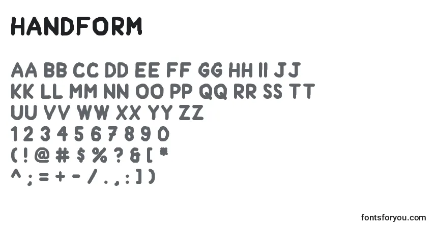 Schriftart Handform – Alphabet, Zahlen, spezielle Symbole