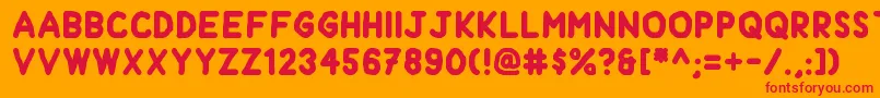 Handform-Schriftart – Rote Schriften auf orangefarbenem Hintergrund