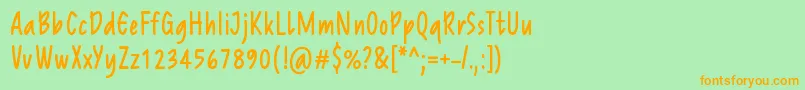 フォントReprineatoRegular – オレンジの文字が緑の背景にあります。