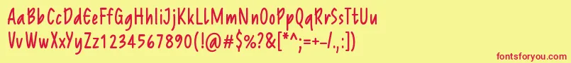ReprineatoRegular-Schriftart – Rote Schriften auf gelbem Hintergrund