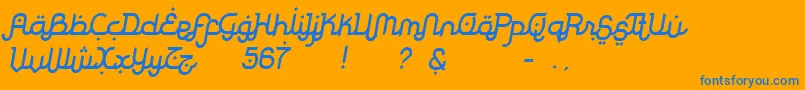 RodjaSlanted Font – Blue Fonts on Orange Background