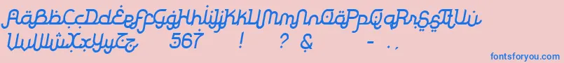 フォントRodjaSlanted – ピンクの背景に青い文字