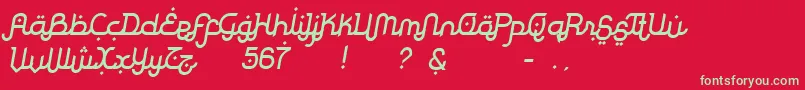 フォントRodjaSlanted – 赤い背景に緑の文字