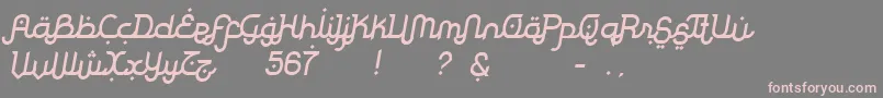 フォントRodjaSlanted – 灰色の背景にピンクのフォント