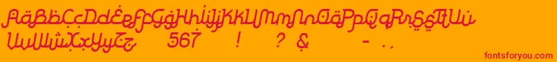 フォントRodjaSlanted – オレンジの背景に赤い文字