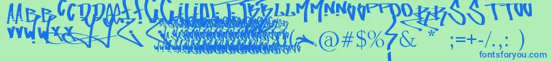 FuckingTagFont-Schriftart – Blaue Schriften auf grünem Hintergrund