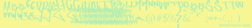 FuckingTagFont Font – Green Fonts on Yellow Background