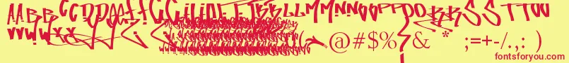 フォントFuckingTagFont – 赤い文字の黄色い背景