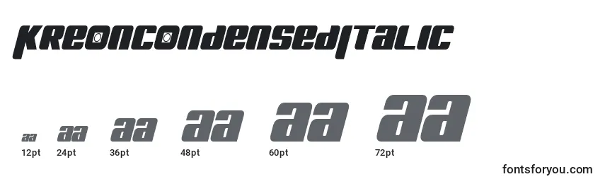 KreonCondensedItalic Font Sizes