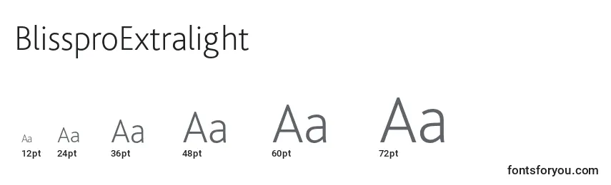 BlissproExtralight Font Sizes