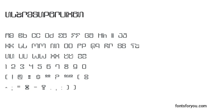 A fonte UltraSupervixen – alfabeto, números, caracteres especiais
