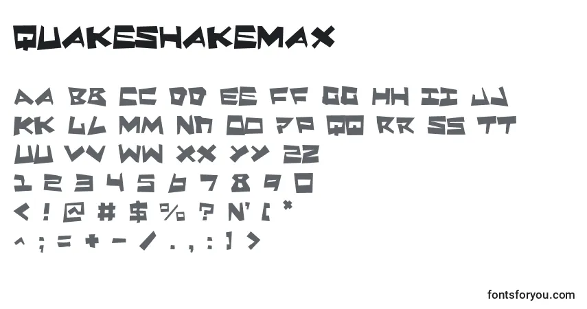 A fonte QuakeShakeMax – alfabeto, números, caracteres especiais
