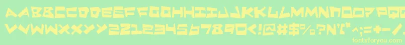 フォントQuakeShakeMax – 黄色の文字が緑の背景にあります