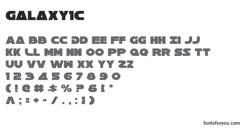 Czcionka Galaxy1c – alfabet, cyfry, specjalne znaki