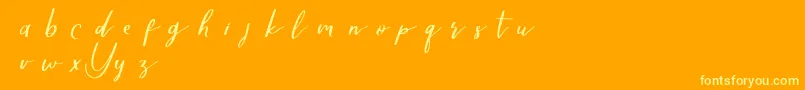 Yellovedemo-Schriftart – Gelbe Schriften auf orangefarbenem Hintergrund