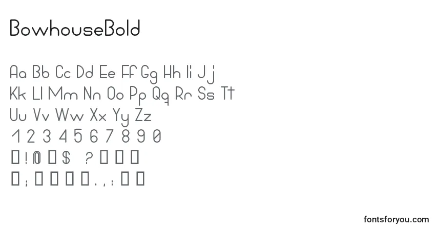 Шрифт BowhouseBold – алфавит, цифры, специальные символы