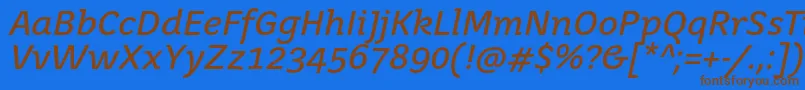 JuvenistextItalic Font – Brown Fonts on Blue Background