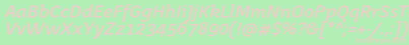 JuvenistextItalic-fontti – vaaleanpunaiset fontit vihreällä taustalla
