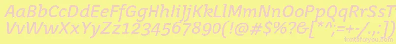 Fonte JuvenistextItalic – fontes rosa em um fundo amarelo