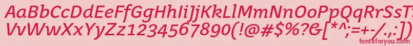 JuvenistextItalic Font – Red Fonts on Pink Background