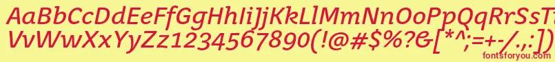 JuvenistextItalic-Schriftart – Rote Schriften auf gelbem Hintergrund