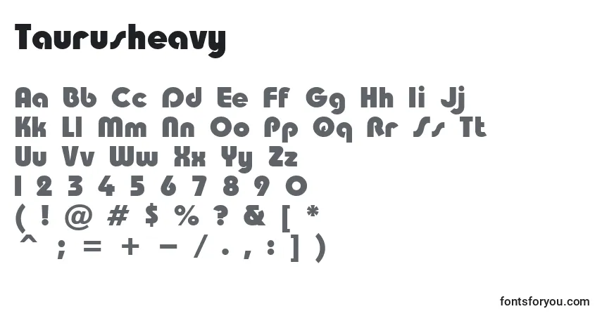A fonte Taurusheavy – alfabeto, números, caracteres especiais