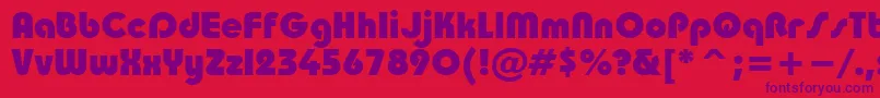 Czcionka Taurusheavy – fioletowe czcionki na czerwonym tle