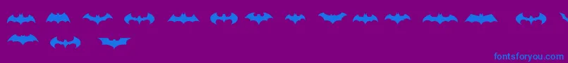 フォントBatmanLogoEvolutionTfb – 紫色の背景に青い文字