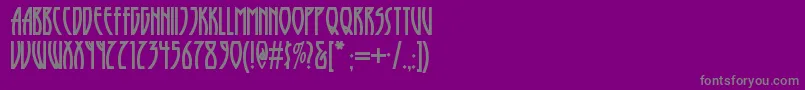 フォントRunytunesrevisitednf – 紫の背景に灰色の文字