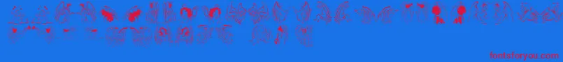 Czcionka Angelinos – czerwone czcionki na niebieskim tle