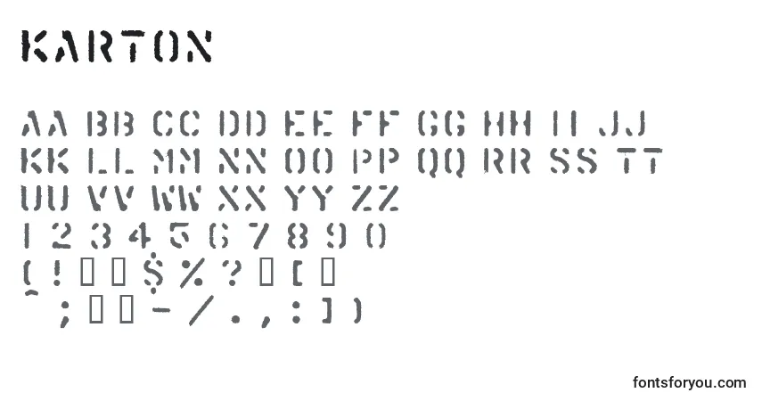 Karton Font – alphabet, numbers, special characters