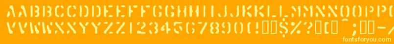 Saiba mais sobre a fonte Karton Fonte Karton – fontes amarelas em um fundo laranja