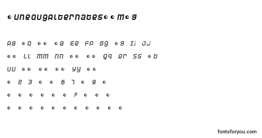 Schriftart DunebugAlternates45mph – Alphabet, Zahlen, spezielle Symbole