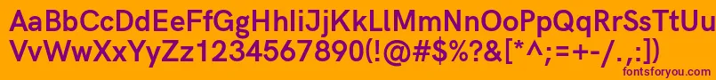 HkgroteskBold-fontti – violetit fontit oranssilla taustalla