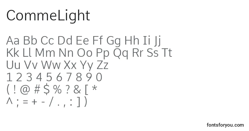 Schriftart CommeLight – Alphabet, Zahlen, spezielle Symbole