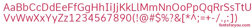 フォントCommeLight – 白い背景に赤い文字