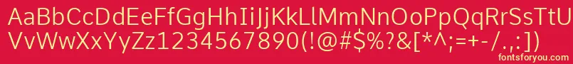 CommeLight Font – Yellow Fonts on Red Background