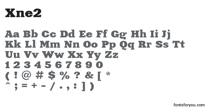 Schriftart Xne2 – Alphabet, Zahlen, spezielle Symbole