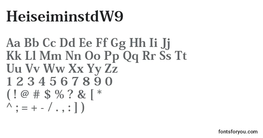 Шрифт HeiseiminstdW9 – алфавит, цифры, специальные символы
