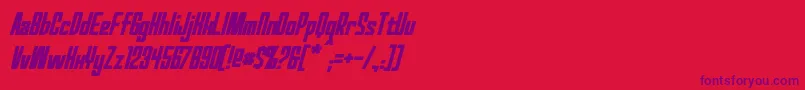 フォントRedWorldBoldItalic – 赤い背景に紫のフォント
