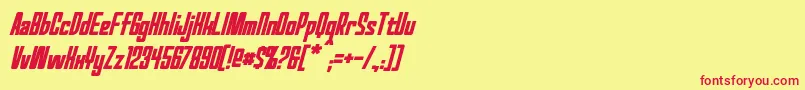 RedWorldBoldItalic Font – Red Fonts on Yellow Background