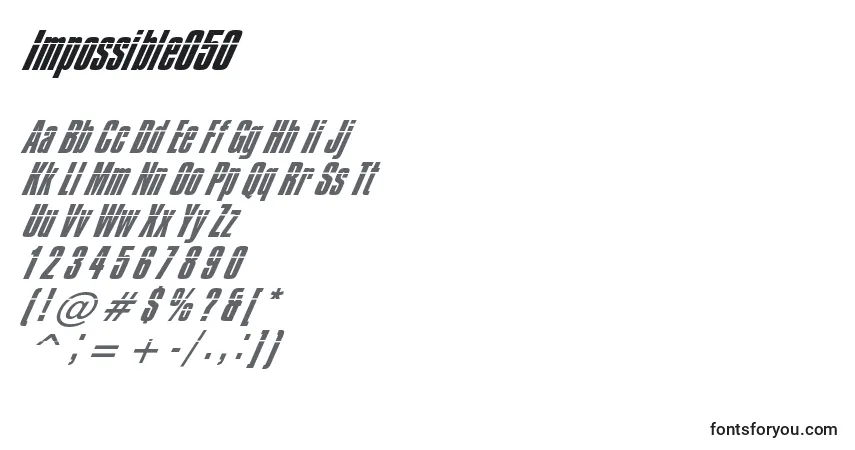 Czcionka Impossible050 – alfabet, cyfry, specjalne znaki