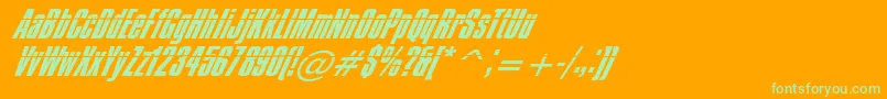 Impossible050-Schriftart – Grüne Schriften auf orangefarbenem Hintergrund