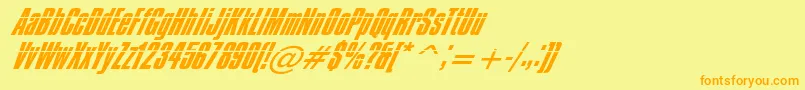 フォントImpossible050 – オレンジの文字が黄色の背景にあります。